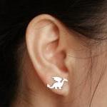 Dragon Earring Studs In Sterling Silver, Handmade..