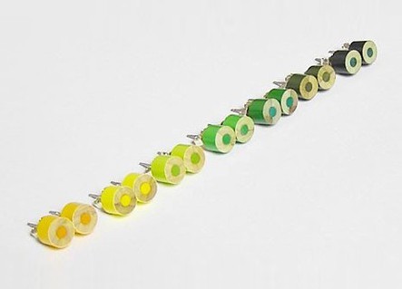 The Whole Set Of Yellow And Green Series Color Pencil Ear Studs (set Of 7 Pairs)