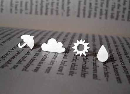 sterling silver weather forecast ear studs (1 pair), handmade in Cornwall, UK