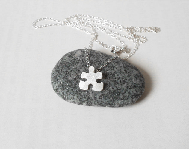 Jigsaw Puzzle Pendants in Sterling Silver with Two 18