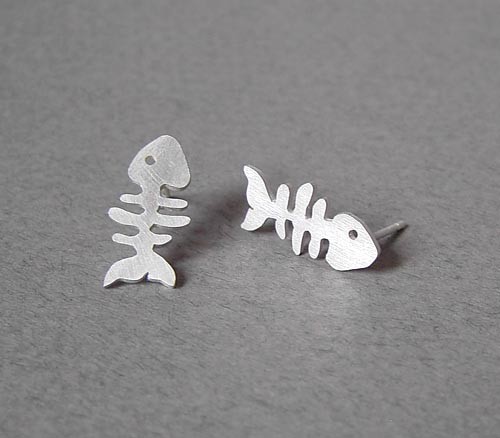 Sterling Silver Fish Bone Earring Posts Studs From The Sterling Silver Fish Bone Earring Posts Studs From The Jewelry Collection
